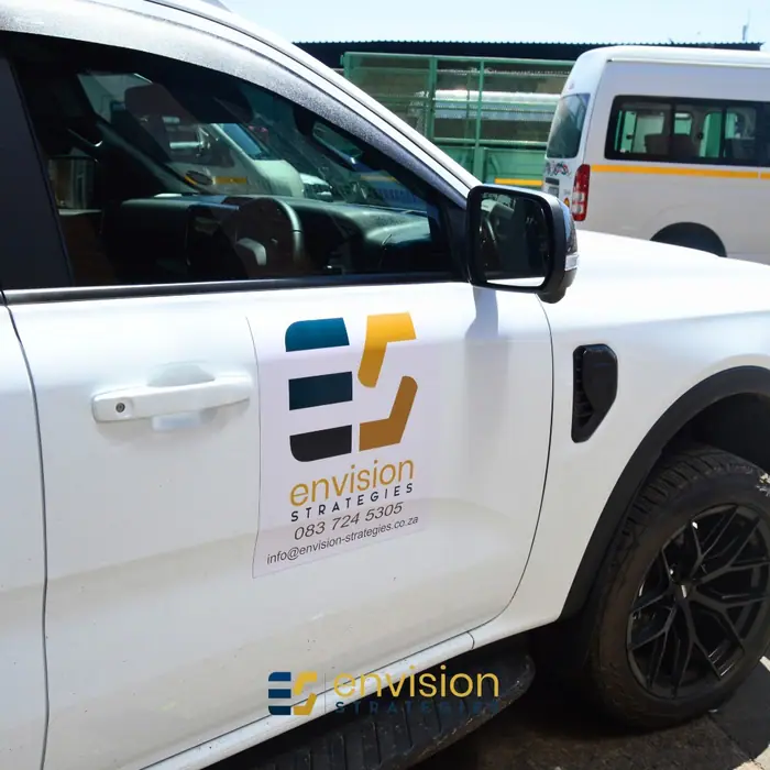 Branded bakkie on site